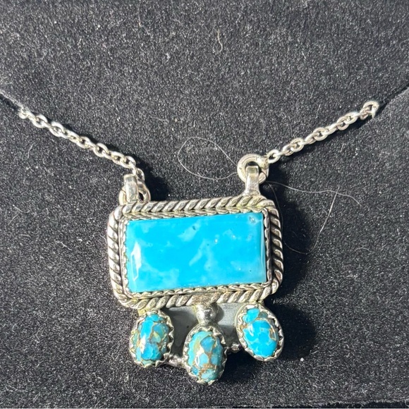 Jewelry - NEW Vintage Style Turquoise & Sterling Silver Pendant Necklace